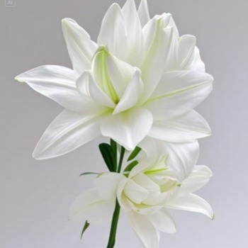 White Lotus Pure White Double Oriental Lily (2 buds/stem) · White & Cream